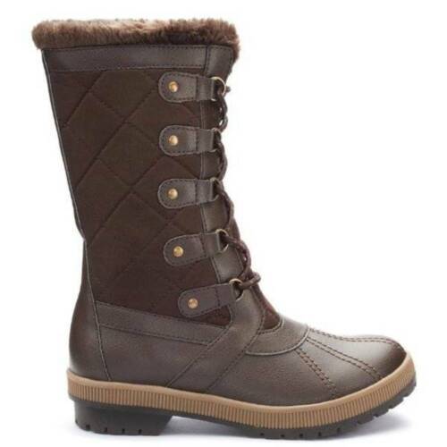 Womens Boots Winter Snow Totes Brown Waterproof Gemma Microfiber Quilted-size 11