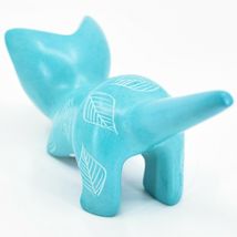 Tabaka Chigware Hand Carved Kisii Soapstone Sky Blue Pouncing Kitten Cat Figure image 3