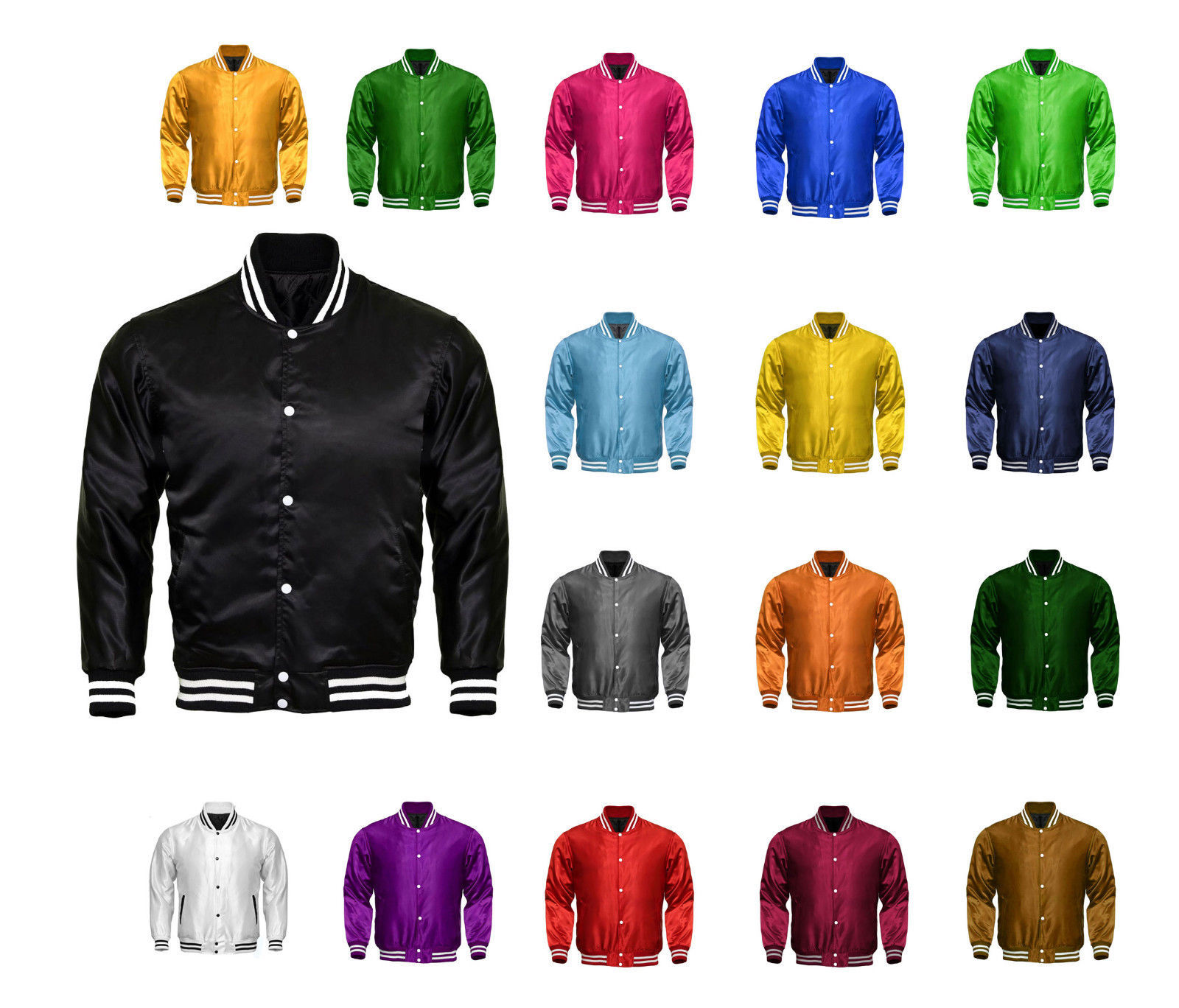 Varsity-Superior Quality New-satin-Jacket-with-satin-Sleeves