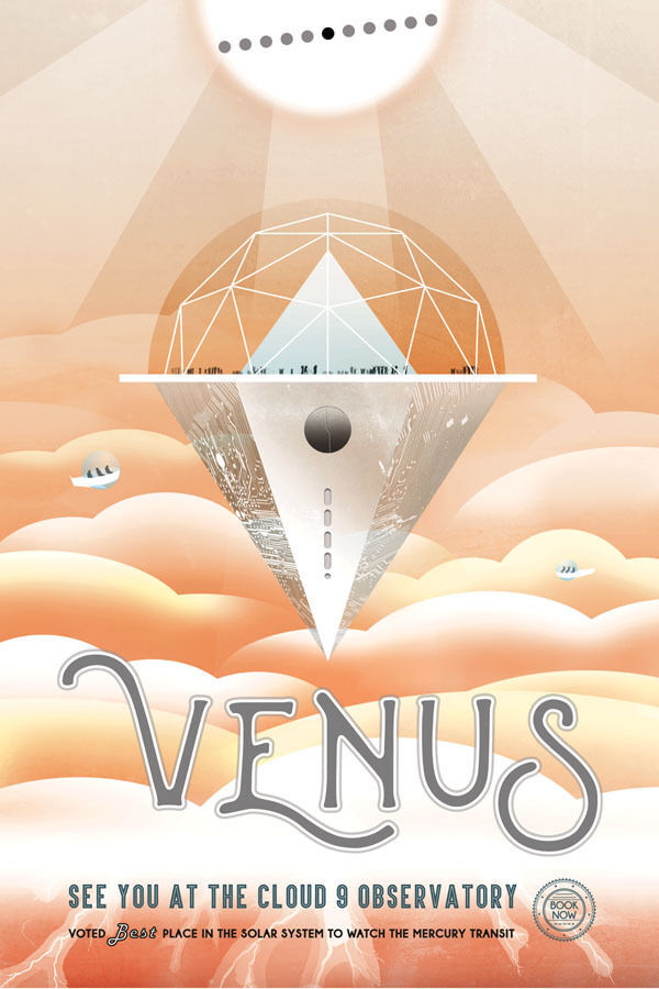 Primary image for NASA Space Tourism Travel Poster Planet Quest VENUS Cloud 9 Solar Reproduction 