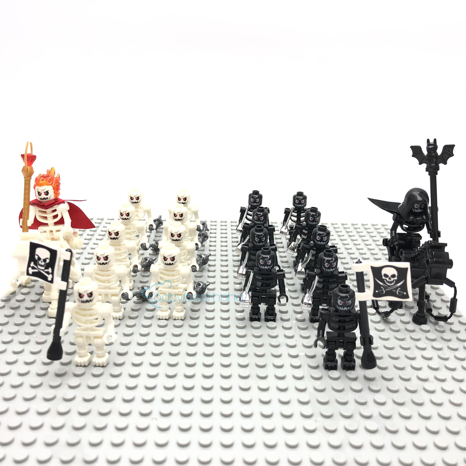 20Pcs/Set Black Skeleton Army + White Army of the Dead Minifigures Bricks Toys