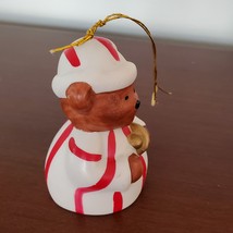 Vintage Christmas Ornament, Ceramic Bell, Bear in Nightshirt Bell Ringer image 5