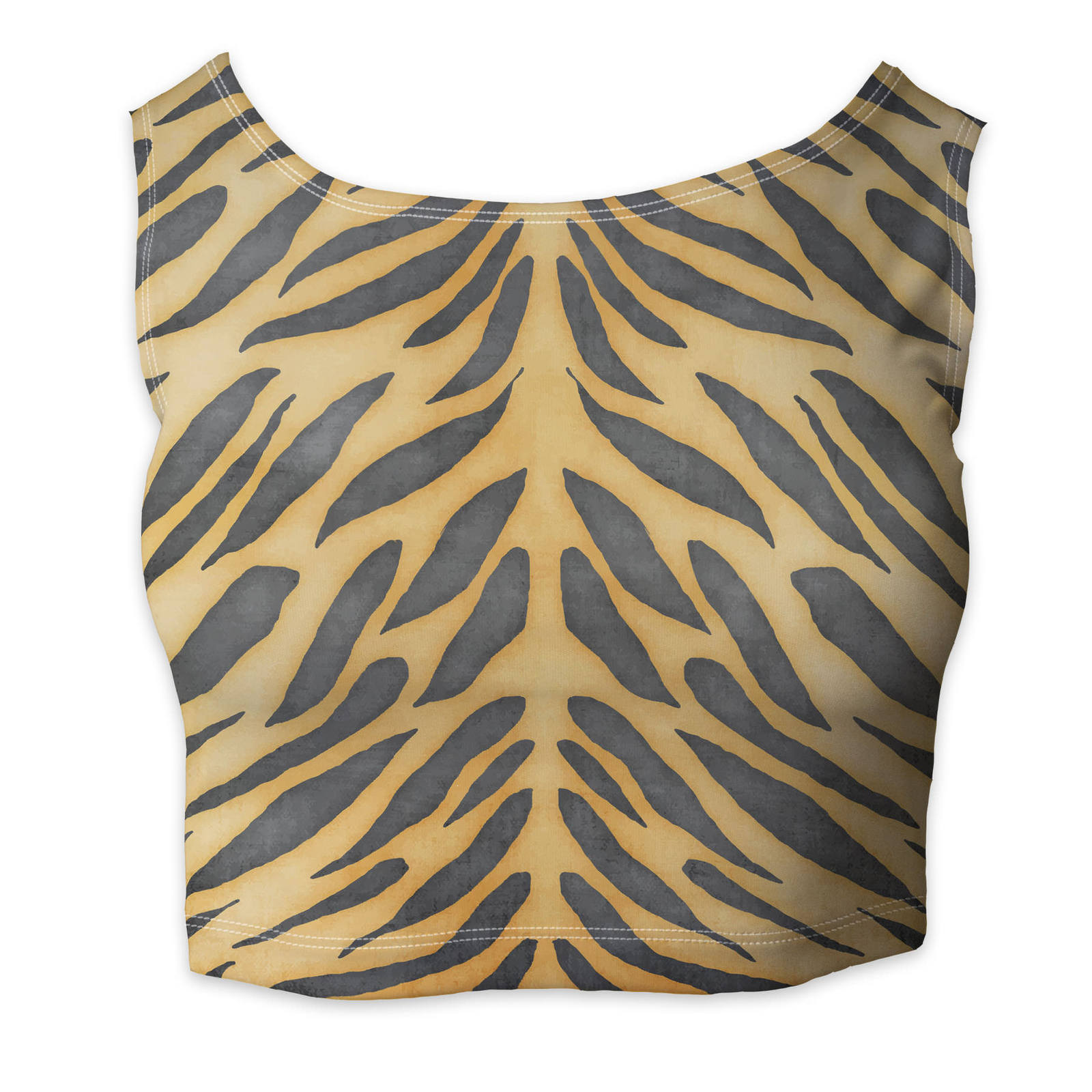 Tiger Print Sleeveless Crop Top Tops Blouses