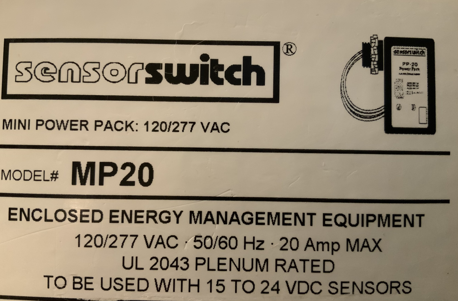 SensorSwitch MP20, enclosed energy management equipment, 184CHG, power