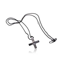 Authentic Gucci Gunmetal Sterling Silver Unisex Chain Necklace Cross Pendant - $222.75