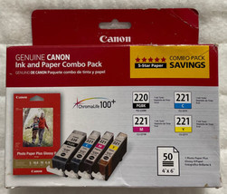 Canon 220 Black & 221 Cyan Magenta Yellow Ink Set PGI-220 CLI-221 2945B020 New - $31.66