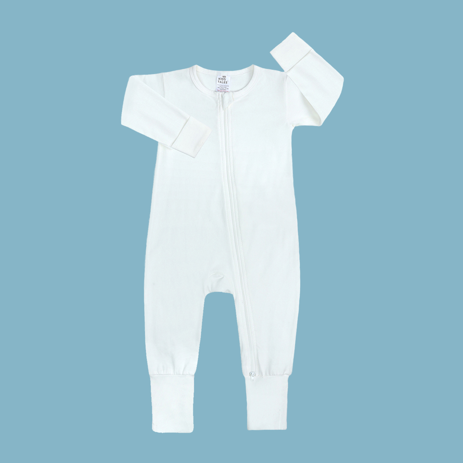 BEST BABY ROMPER WHITE 12-18M Cotton Double Zipper Infant Bodysuit Unisex Pajama