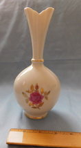 Lenox Porcelain Bud Vase Rose Floral Decoration Gold Trim 8 Inch Made in... - $7.95