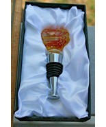 Wine Bottle Stainless Steel Stopper Heart Glass Top Multi-Color New in Box - $10.00