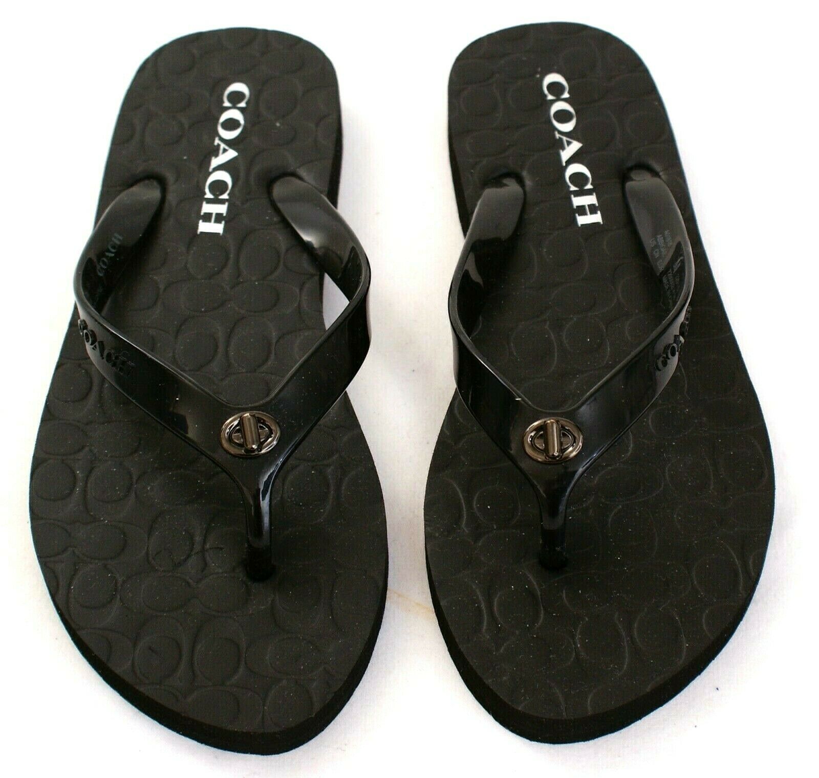 Coach Black Abbigail Rubber Thong Sandals Flip Flops Women's 5B NEW ...