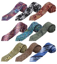 Berlioni Italy Men’s Classic Paisley Striped Necktie Tie Handkerchief Gift Set image 1