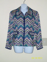 Safe Silk Jacket Adrianna Papell  Sz 6 Multi-Color Zig Zag - Zippered - ... - $19.95