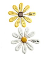 Daisy Flower Wall Decor Set of 2 - 7.7&quot; Diameter Metal Plaques Yellow Wh... - $118.79
