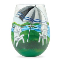 Lolita Beach Chair Wine Glass Stemless 20 oz Giftbox Collectible Blue Green image 1