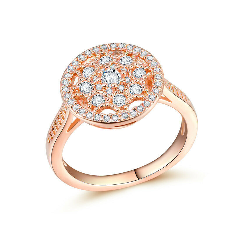 Elegant Rose Gold Filled Women's Wedding Rings Round Cut White Sapphire Size6-10