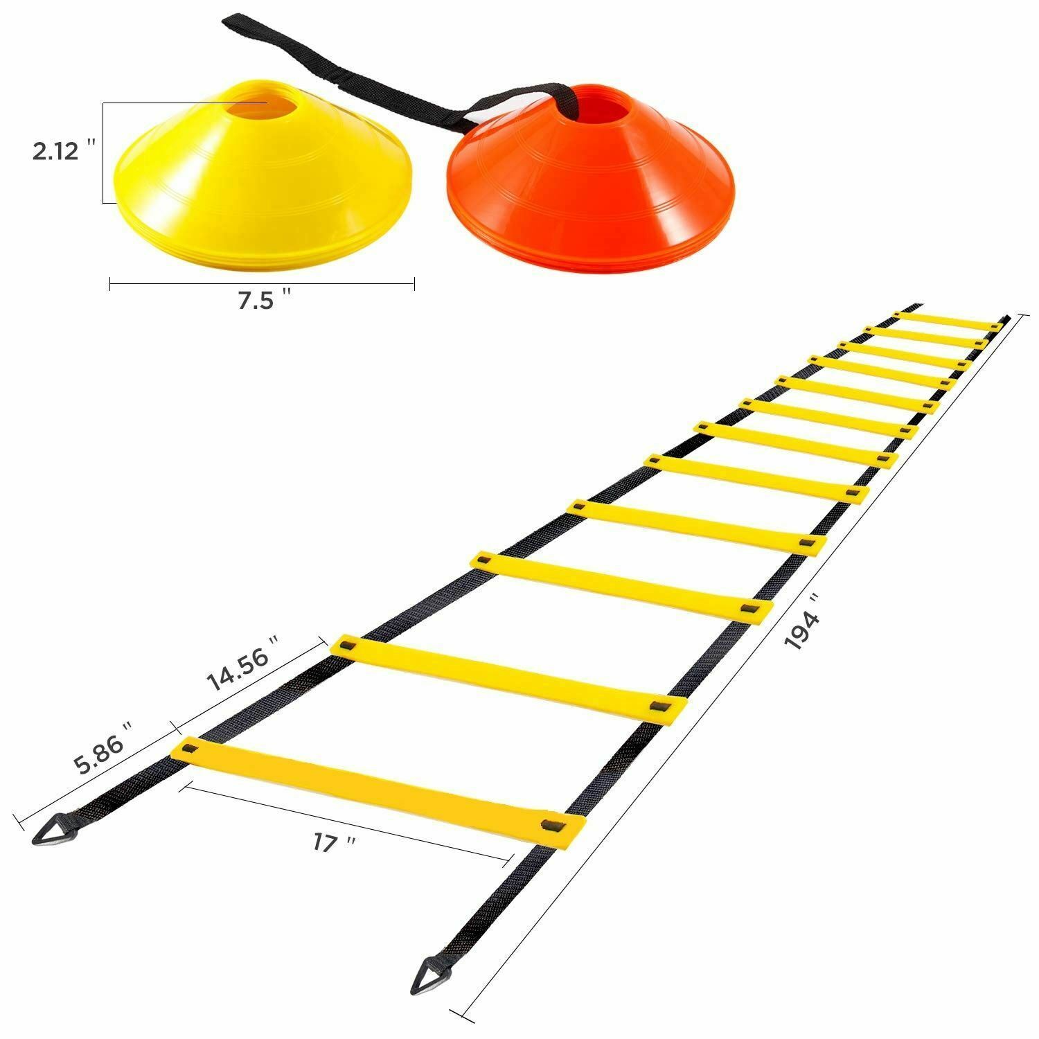 Pro Agility Speed Training Ladder and Cones 17ft Fixed Soccer Football