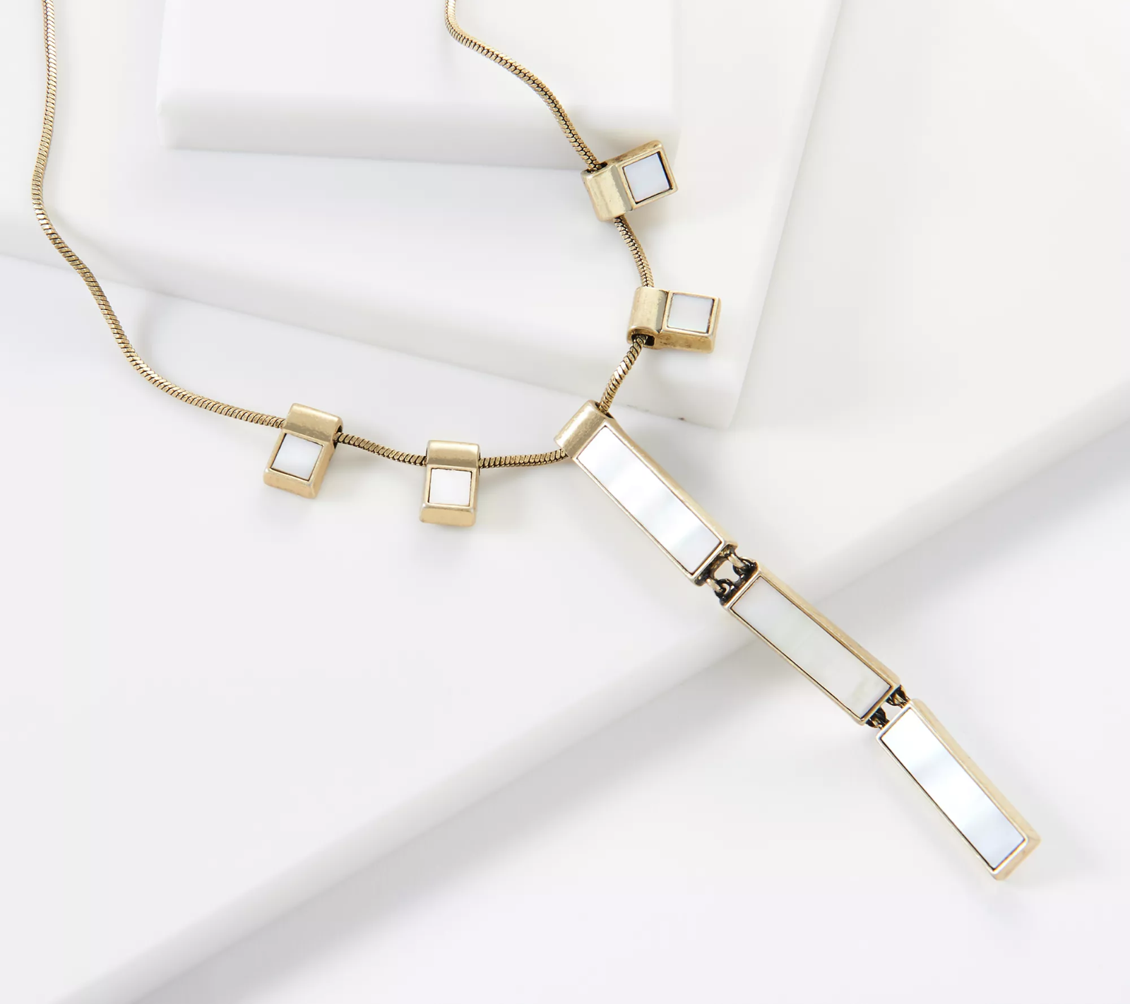 LOGO Links Beads Slider Y-Shape Adjust to 30-1/2 Necklace Antiqued Goldtone