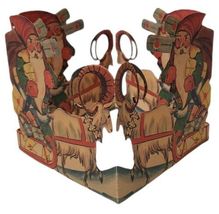 * Vintage Santa Claus Paper Table Decoration Sleigh Mountain Goat Gift Present image 5