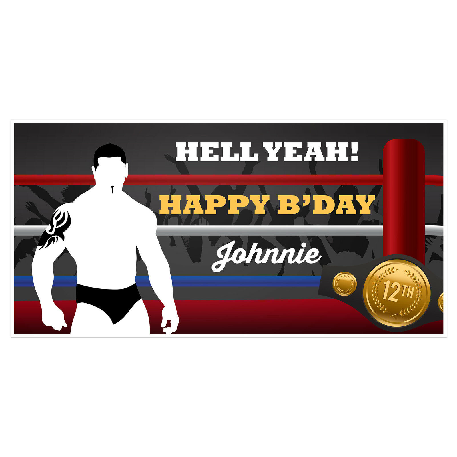 Wrestling Birthday Banner Personalized Party Backdrop Decoration