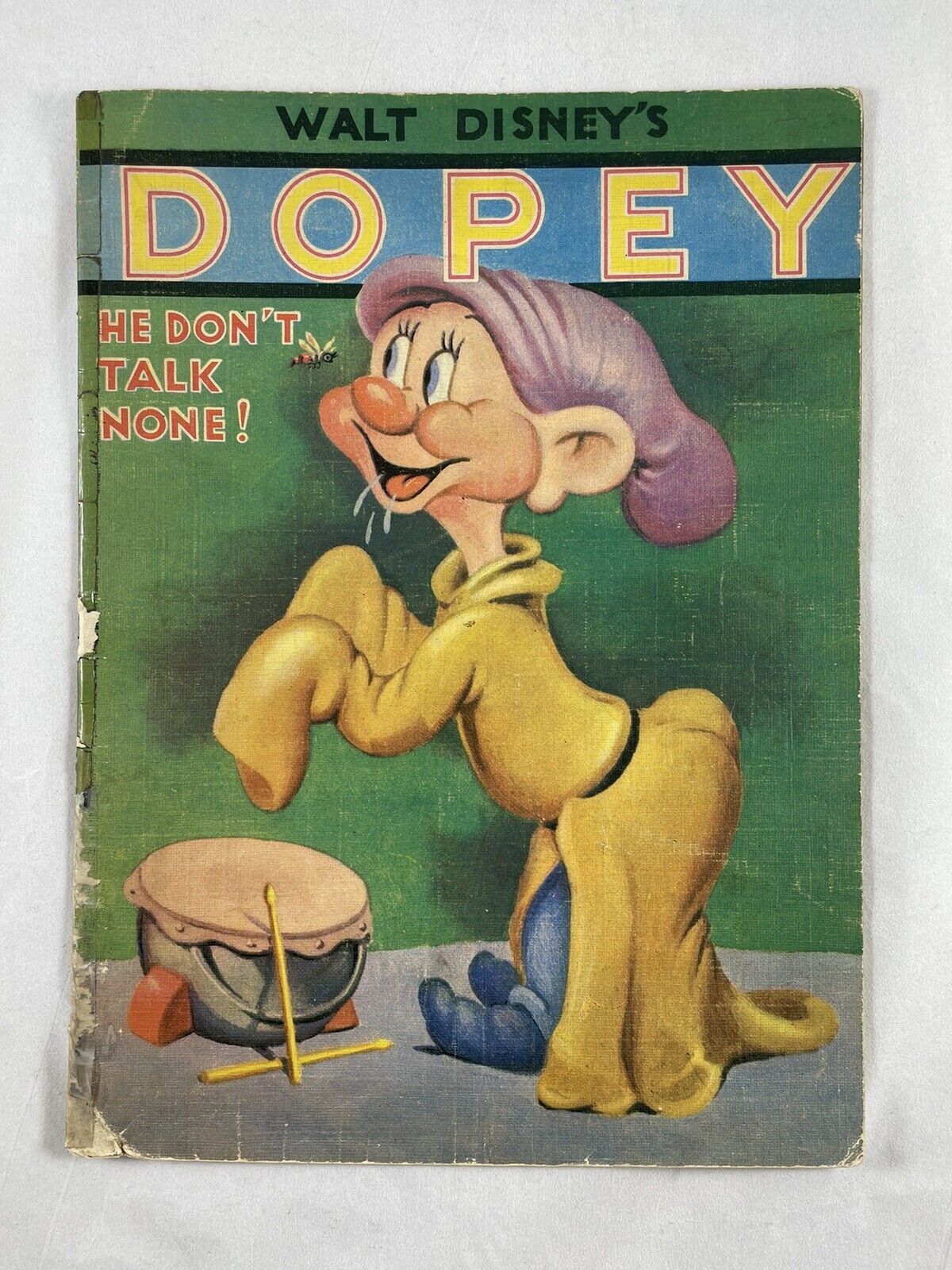 Walt Disney Snow White And The Seven Dwarfs Dopey Book Linen Paper 1938 Books 