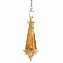Moroccan Amber Teardrop Hanging Lantern 23" Tall  - $36.95