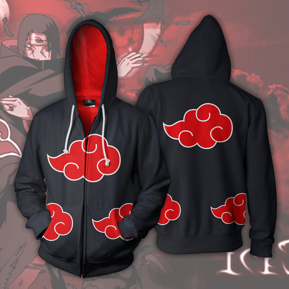 Naruto Shippuden Akatsuki Red Cloud Kid's Zipper Hoodie Sweatshirt