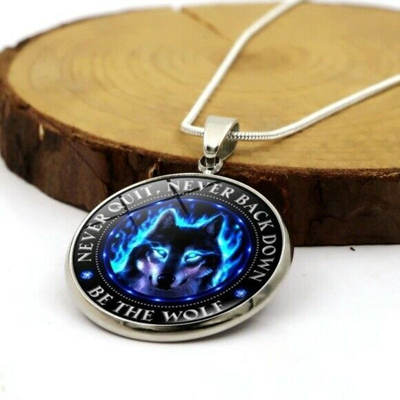 Silver Wolf Necklace, Men's Necklace 