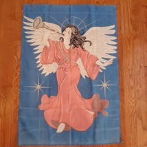 Vintage Garden Flag with Angel blowing Trumpet, Holiday Flag, Christmas Flag