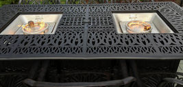 Luxury propane fire pit rectangle outdoor dining set 9 piece cast aluminum patio image 8