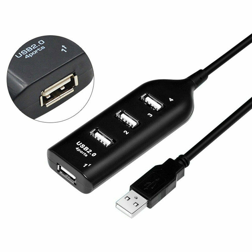 4 Port Usb 2 0 High Speed Hub Splitter 480 Mbps 2 Pack In Black