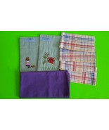 Lot of Vintage Hand Embroidery and Plaid Lady Handkercheifs Excellent Co... - $7.99