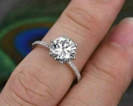 2.20Ct Round Cut Simulated Diamond Engagement Ring Solid 14k White Gold Size 5 - $257.93