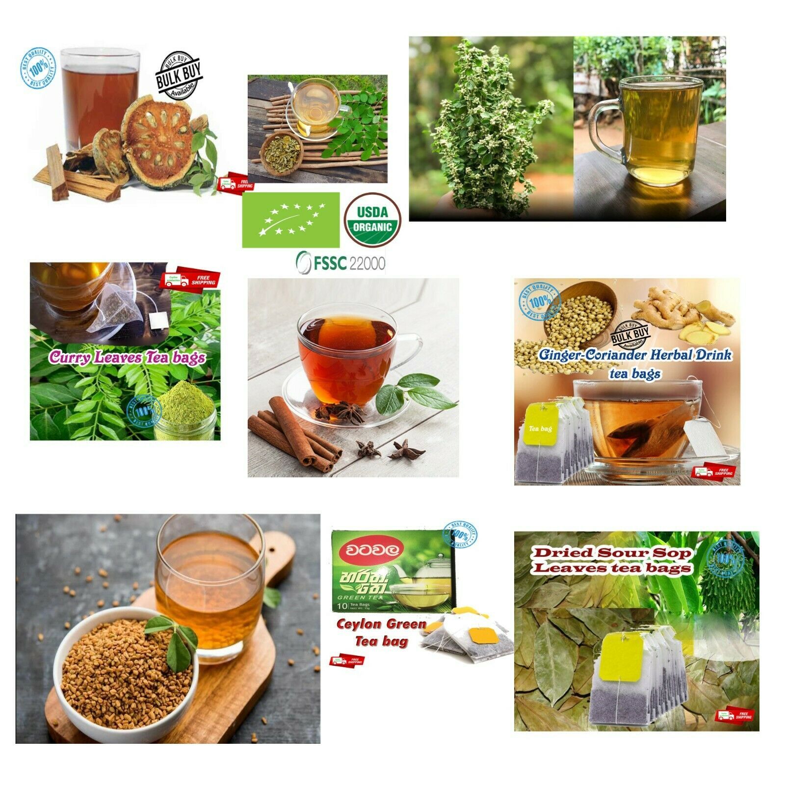 Cinnamon/fenugreek/garlic/ginger Organic Herbal Drink tea bags pure natural 100%