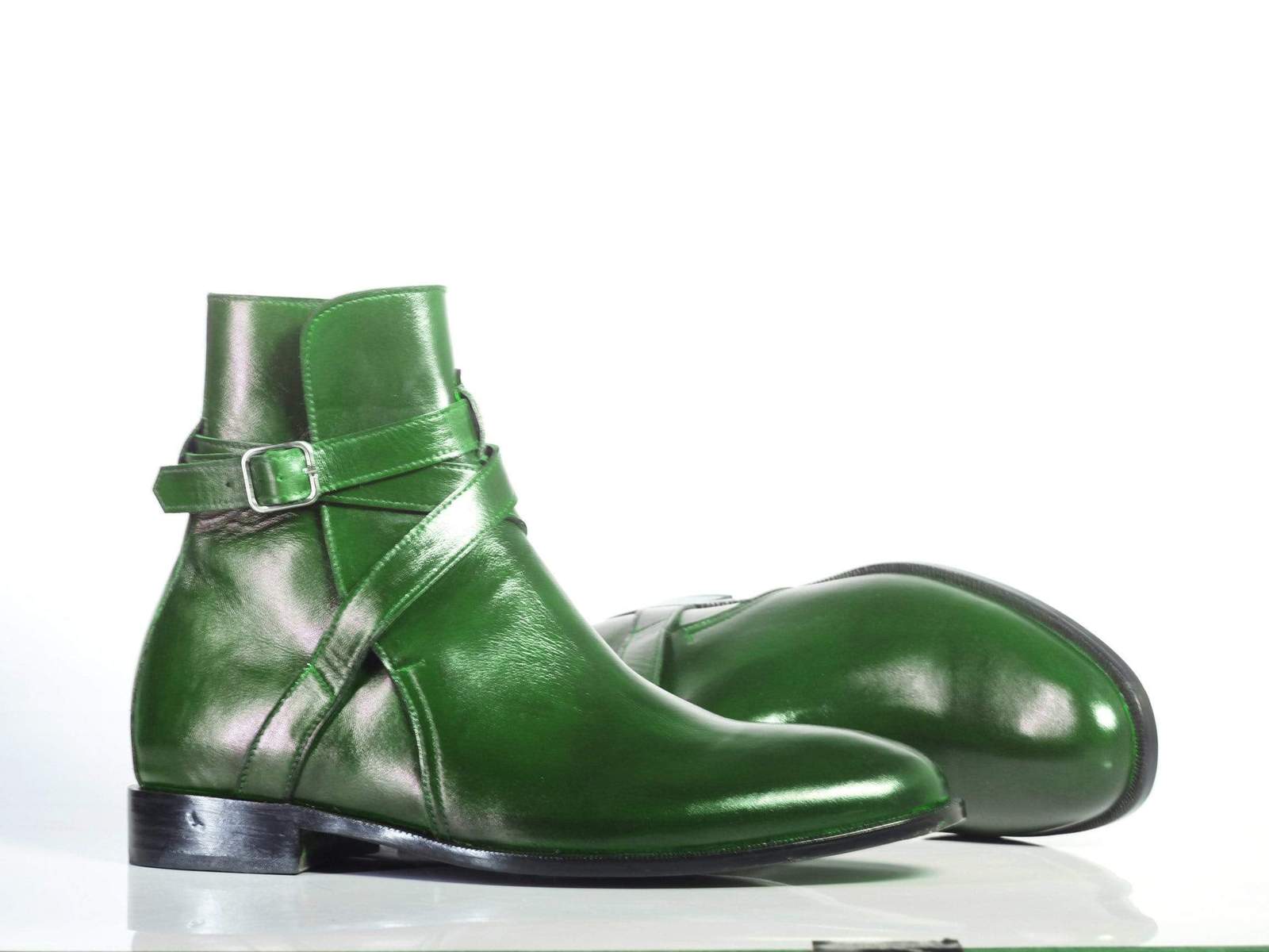 Bespoke Green Leather Ankle Jodhpurs Boots For Men's Boots