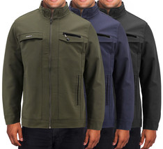 Men’s Water Resistant Stand Collar Fleece Lined Casual Outwear Full Zip Jacket