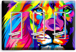 Colorful Lion Abstract Art 3 Gfi Switch Outlet Wall Plate Covers Room Home Decor - $17.99