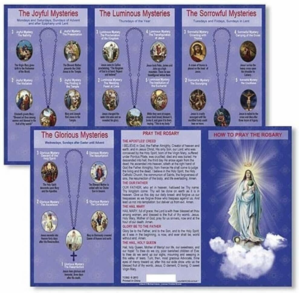 (2 copies) Trifold How to Pray the Rosary Instructions Pamphlet Glossy ...