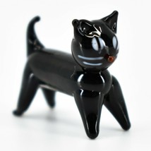 Handmade Black Kitty Cat Tiny Miniature Micro Mini Lampworking Glass Figurine image 1