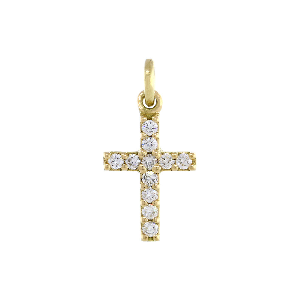 Small Diamond Cross Charm, 0.11CT in 14K Yellow Gold - Other