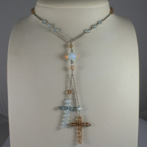 .925 SILVER RHODIUM NECKLACE WITH BLUE AND BROWN CRYSTALS AND BLUE OPAL image 1
