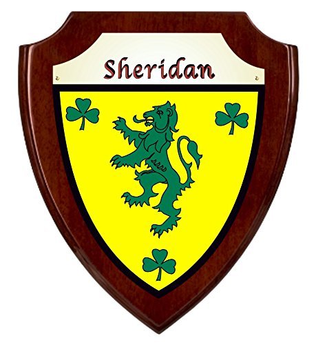 Sheridan Irish Coat of Arms Shield Plaque - Rosewood Finish