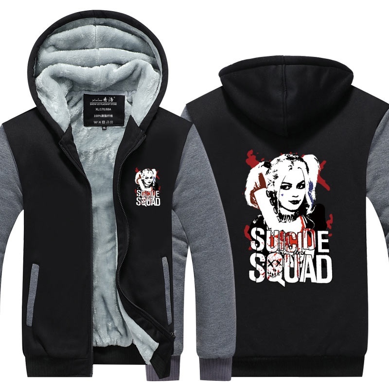 Suicide Squad Harley Quinn Joker Cosplay hoodies men Coat Hoodie Winter Fleece T