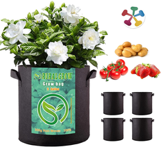 RURALGROW 5-Pack 5 Gallon Grow Bags Fabric Pots Thickened Non Woven with... - $24.05+