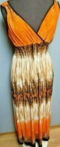 Romantic Orange Sundress Beach Cruise Tropical Dress Cute Print Pattern ... - £10.40 GBP