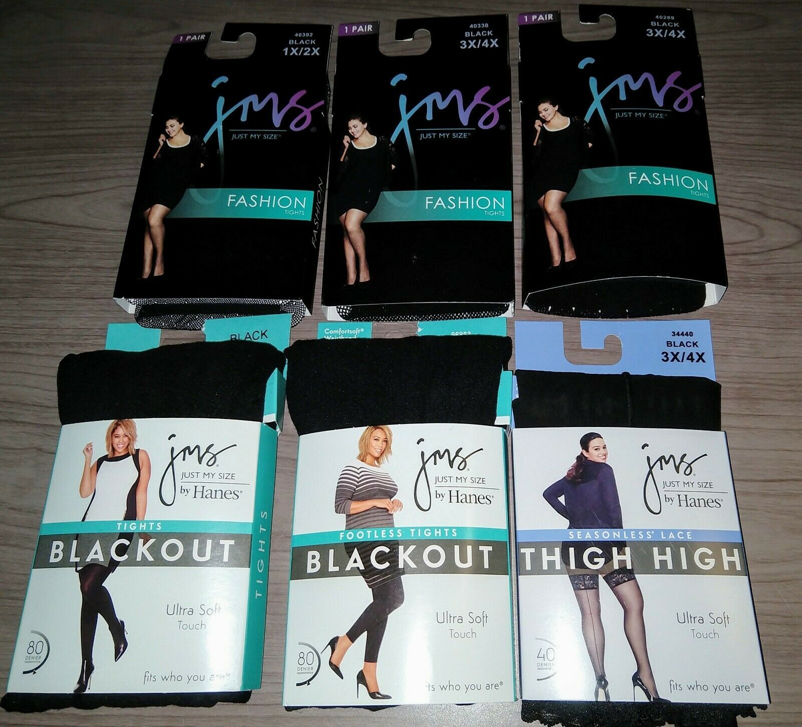Just My Size Hanes JMS Plus Blackout Tights Stocking Lace Thigh High 1X