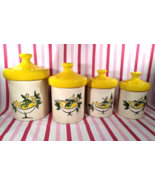FAB Mid Century Holiday Design 8pc Ceramic Fruit Basket Yellow Tent Cani... - $98.00