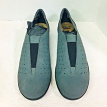 Clarks Collection Shoes Grey Nubuck Leather Medora Gemma Slip On Cushion New 11W - $38.12