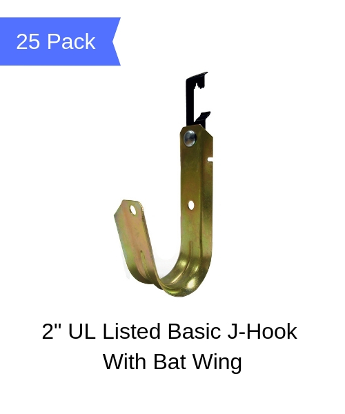 2" UL Listed JHooks With Bat Wing For Data/Security Cabling Box Of 25