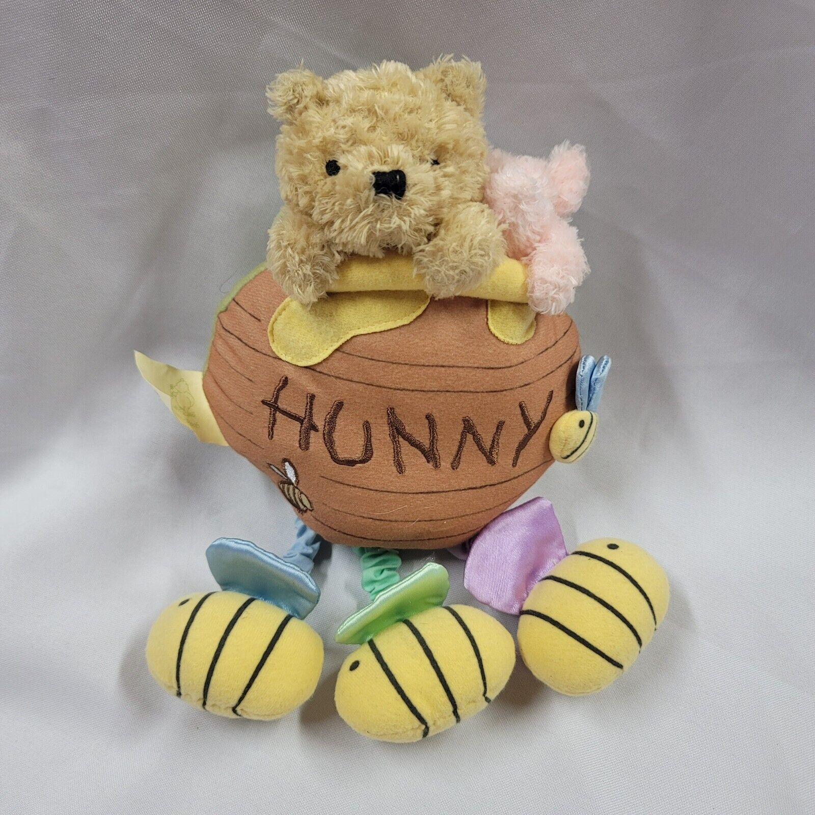 Classic Winnie the Pooh Baby Activity Toy Clip On Plush Rattle Crinkle