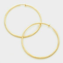 Simple Gold Hoop Clip On Earrings Casual Design Fashion Jewelry Womens 3 Inch - $22.77